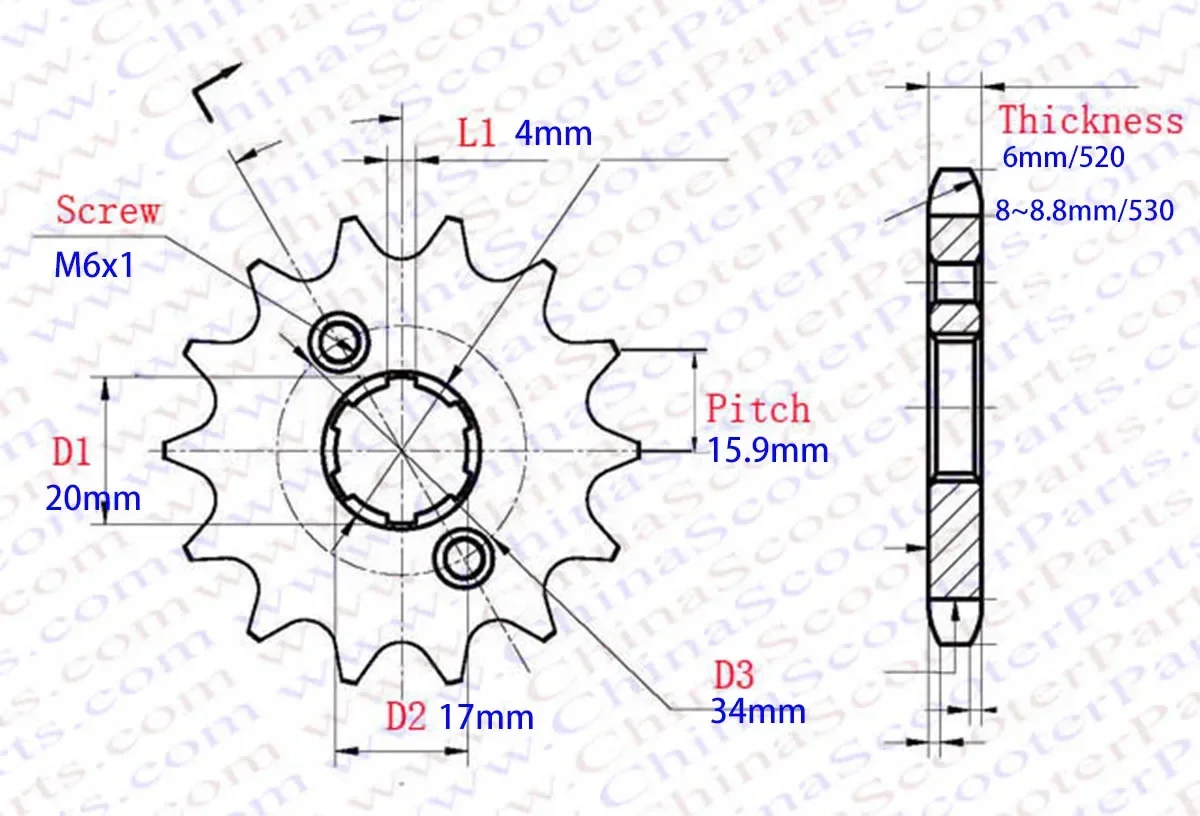 Piñón de motor delantero para motocicleta Honda, Piñón para moto, ATV, Dirt Pit bike, Buggy, 11T, 12T, 13T, 14T, 15T, 16T, 17T, 520, 530, 150cc,