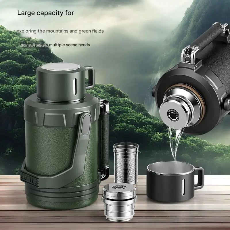 

Large capacity 316 all steel insulated bottle, portable travel hot and cold insulated kettle, household drinking water kettle