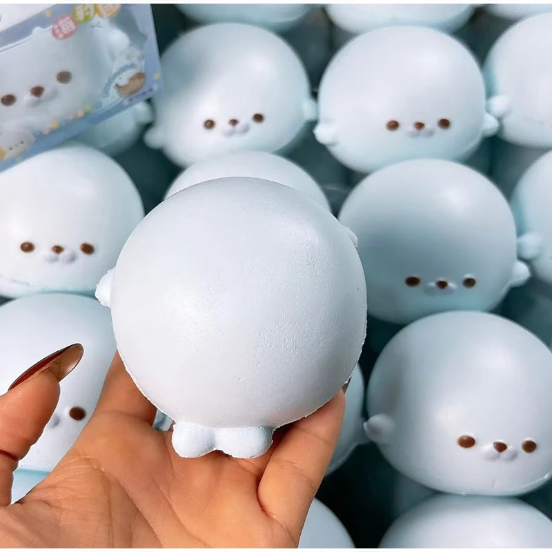 Niedlicher Robben-Squishy, langsam aufsteigend, zum Stressabbau, weiche, cremige Textur, Druckentlastung, Handentspannungshilfe, Schreibtisch-Deko – Detail 9