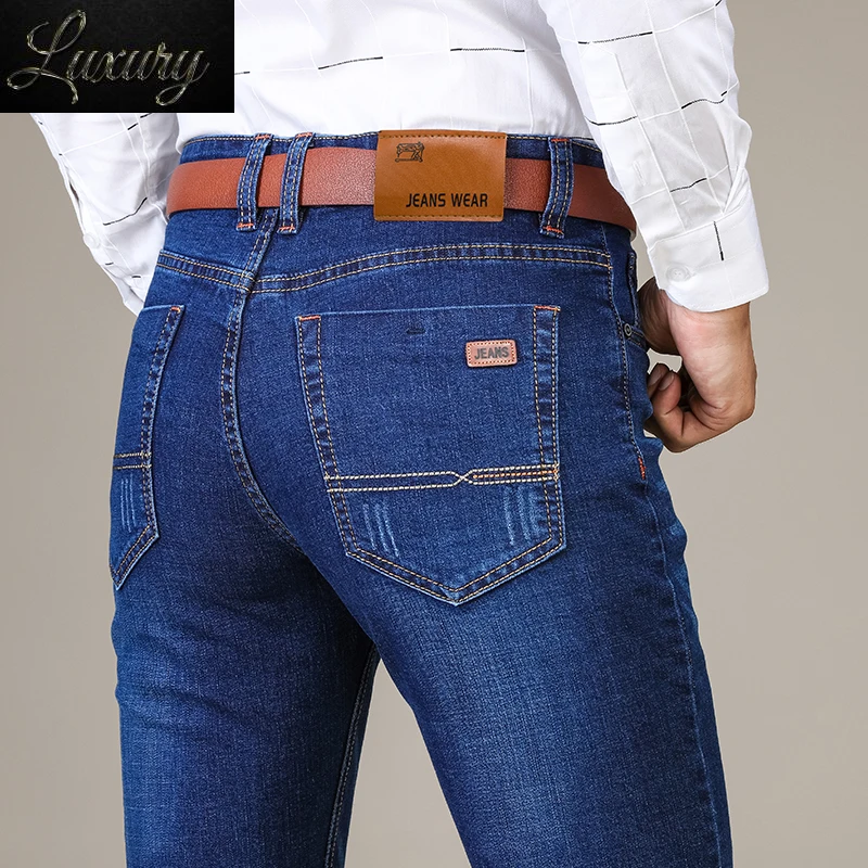 

Brand 2023 Clothes Men's Fashion Jeans Business Casual Stretch Slim Classic Cowboy Trousers Regular Fit Denim Pants Male