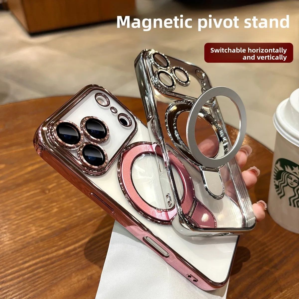 حافظة لهاتف Magsafe المغناطيسي لهاتف آيفون إير 17 16 15 Plus 14 13 12 11 Pro Max حامل حلقي غطاء أكريليك شفاف