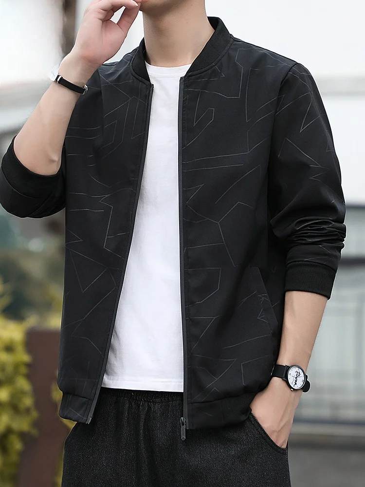 

Men's Baseball Sle Jaet Spring 2025 Casual Versatile Stand Collar Coat Polyester Fabric Loose Fit Youth Faion