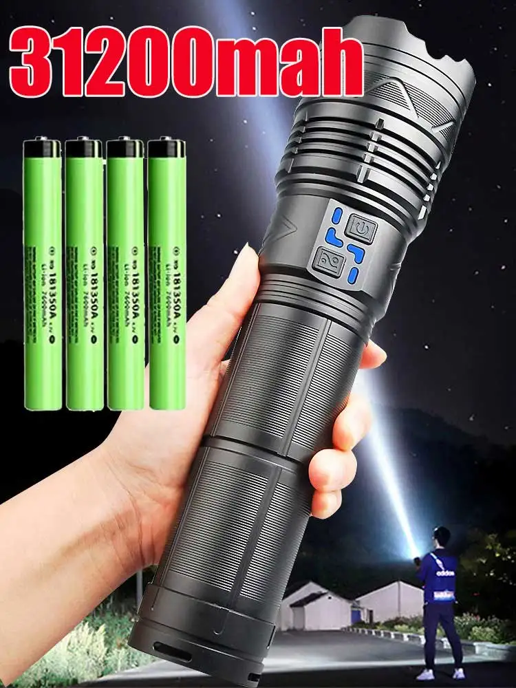 

100000000LM Powerful White Laser LED Flashlight Super Bright Spotlight Long Range 10000M Zoom Emergency Torch Outdoor Tactical