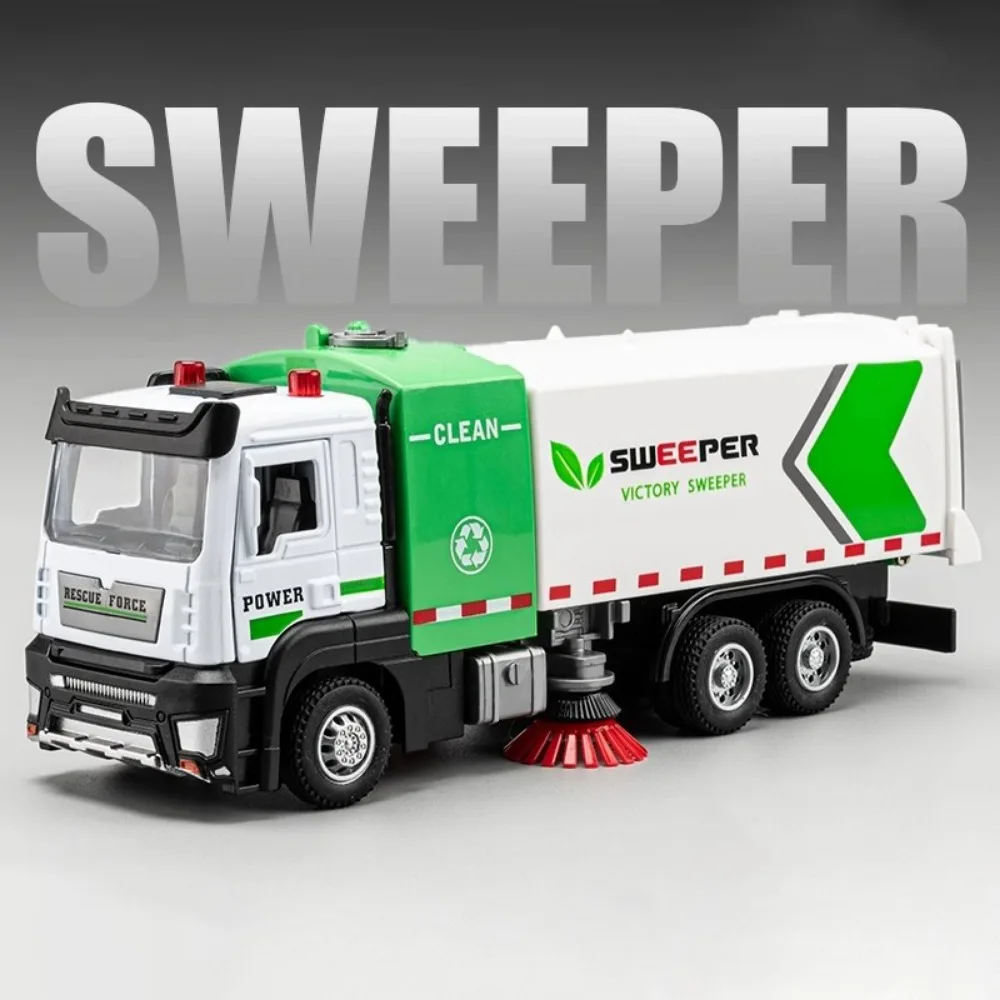 1:32 スケールシティスイーパーマック輸送トラックモデルおもちゃの車金属ダイキャスト車プルバックサウンドライトモデルキッズギフト