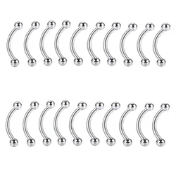 Bulk Multi Size 16G 1.2mm Steel Curved Barbell Eyebrow Piercing 6-14mm Bar 3mm Ball Ear Piercing