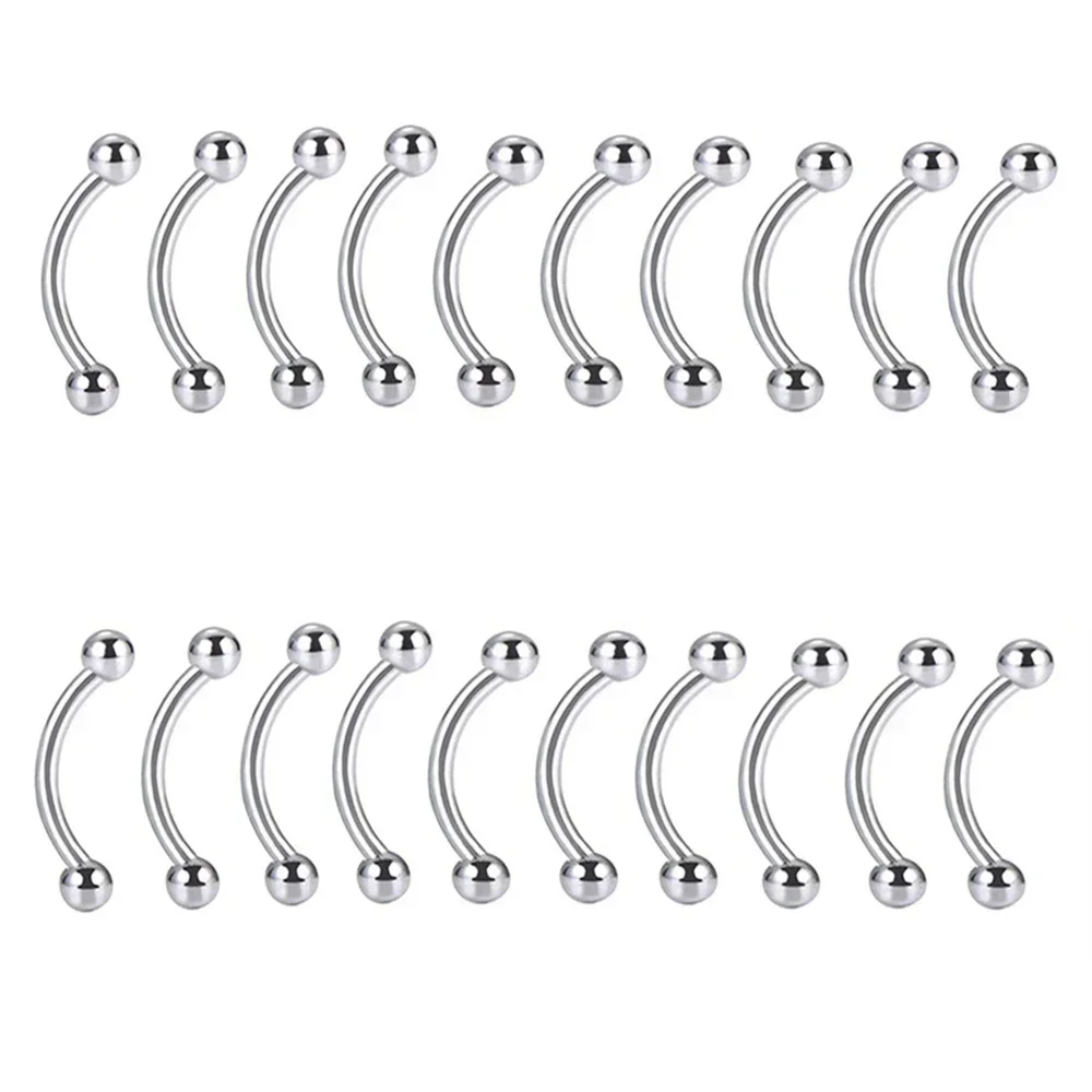 Bulk Multi Size 16G 1.2mm Steel Curved Barbell Eyebrow Piercing 6-14mm Bar 3mm Ball Ear Piercing