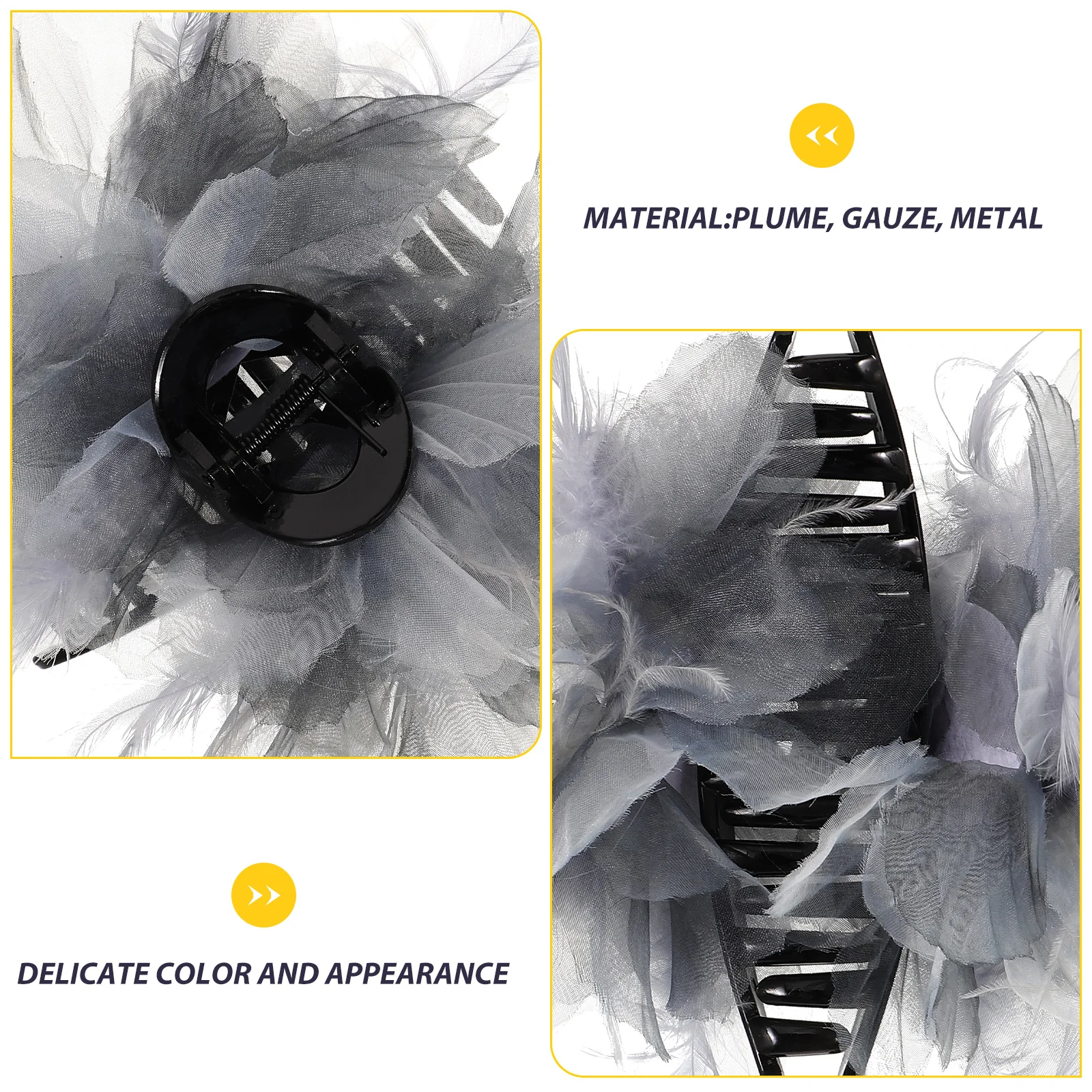 

Flower Hair Clips for Women Girls Decorations Cute Accessories Fashion Teen Grey Color Lightweight Prom Wedding Birthday