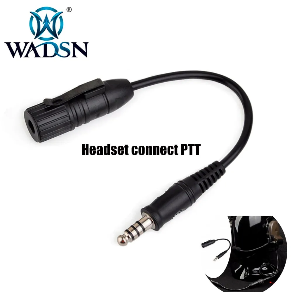 Adaptador de fone de ouvido WADSN U94 PTT Airsoft Militry, adaptadores de transformação de fiação, acessórios de conversor de fone de ouvido civil 7.0