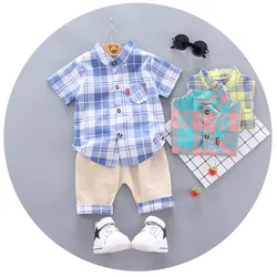 Summer baby boy's clothing suit baby gentleman's clothing stripe short-sleeved shirt+trousers 2-piece 1 2 3 4 year old boy's