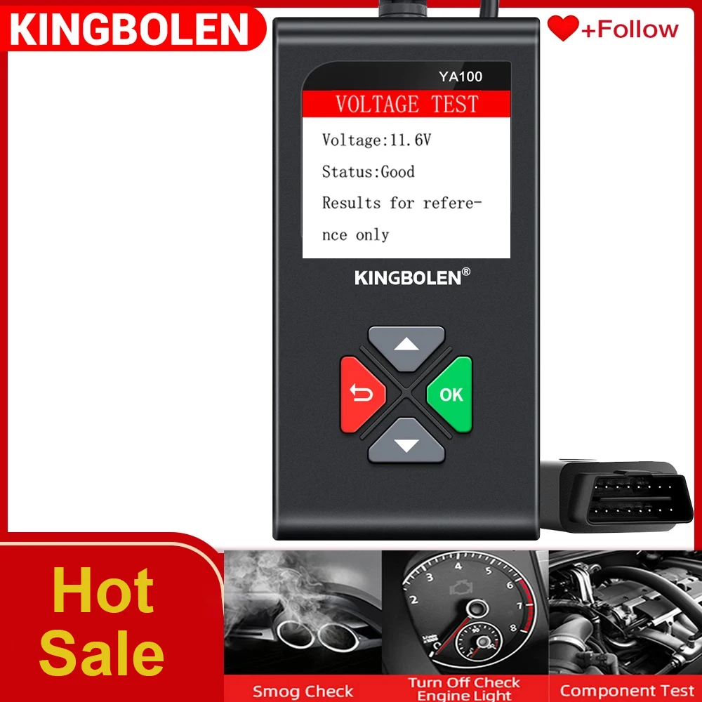 KINGBOLEN YA100 Full OBD2 Diagnostic Tools Car Code Reader Scanner EOBD Check Engine YA101 YA201 PK elm327 LAUNCH CR3001