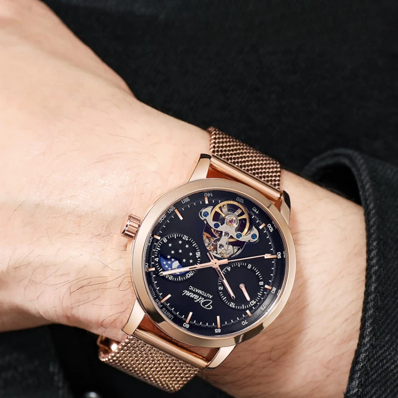 2025 New Deluxe Men's Watch Mechanical Watch Fully Automatic Hollow Fashion Trend Waterproof Student Business Quartz Watch Gift