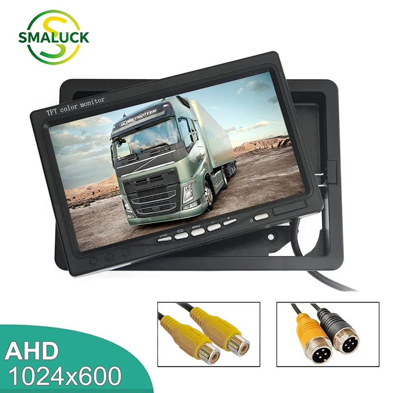 

SMALUCK 7-дюймовый AHD EWV монитор 1024x600 для автомобиля, монитор заднего вида, поддержка камер AHD CVBS 720P 1080P, 2 видеовхода