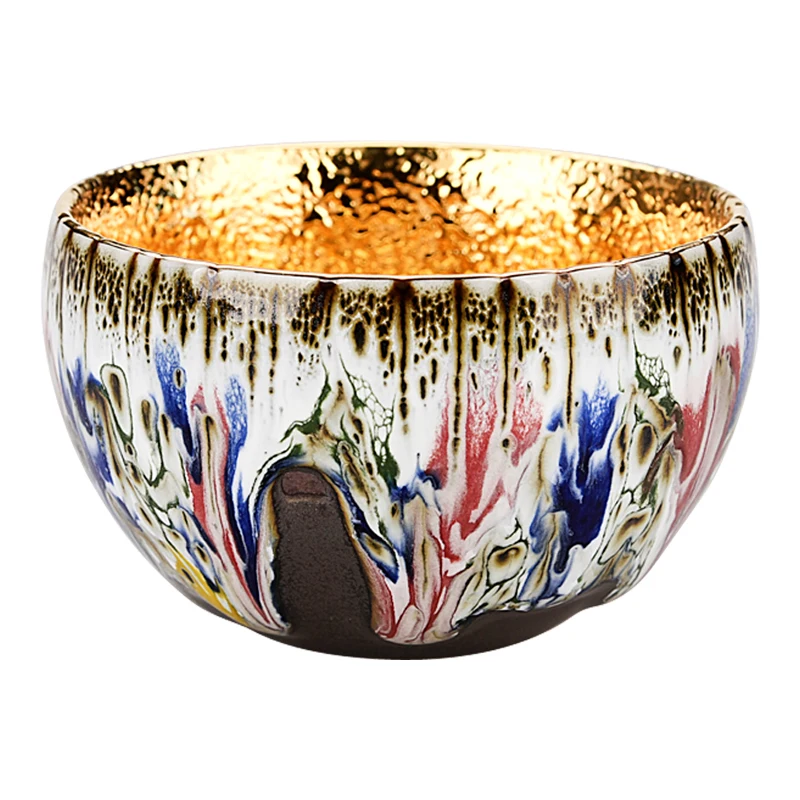 Rongshan Tang Gude Fei Rainbow Gilding Jian Zhan Teacup Ceramic Size Tea Cup Kiln Baked Temmoku Cup Master Single Cup