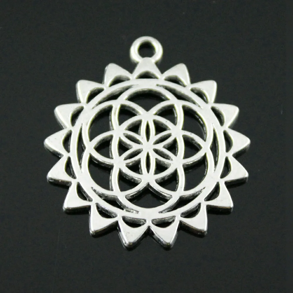 

Boho Round Flower Of Life Charms Pendant Female Jewelry Bulk Clearance Sale Items