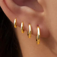 4Pairs/4Pcs Stainless Steel Circle Hoop Earrings for Women Classic Small Helix Hoops Loop Ring Huggie Cartilage Piercing Jewelry