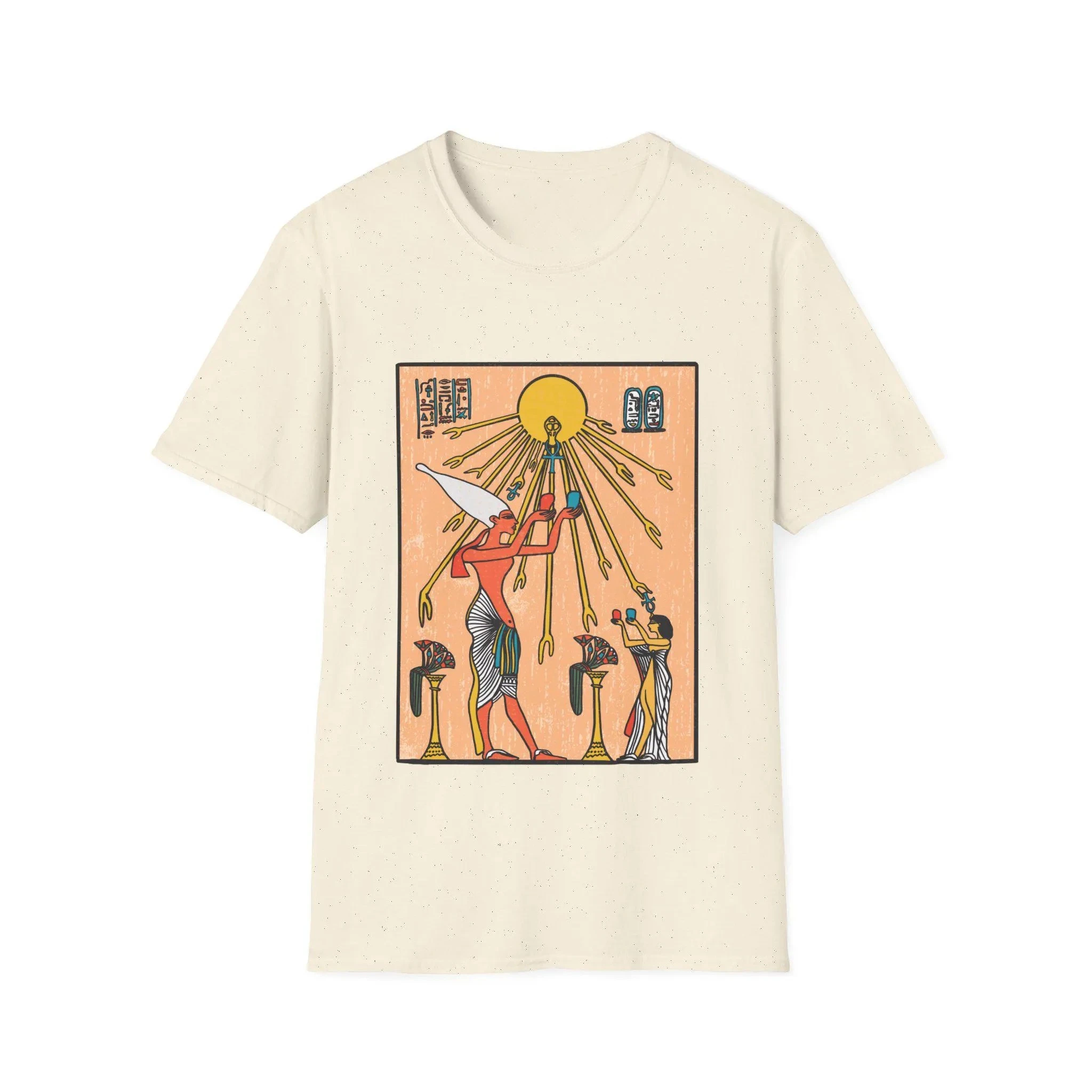The Aten - Camisa Antiguo Sun God - Camiseta gráfica jeroglífica egipcia - Camiseta de algodón unisex Camiseta cómoda y suave y transpirable