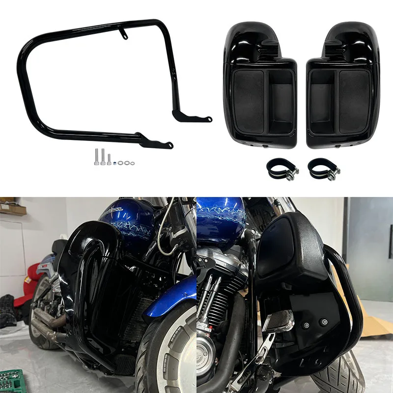 

For Harley Soft Tail Front Bumper Legs Guards Windshield Legs Bag