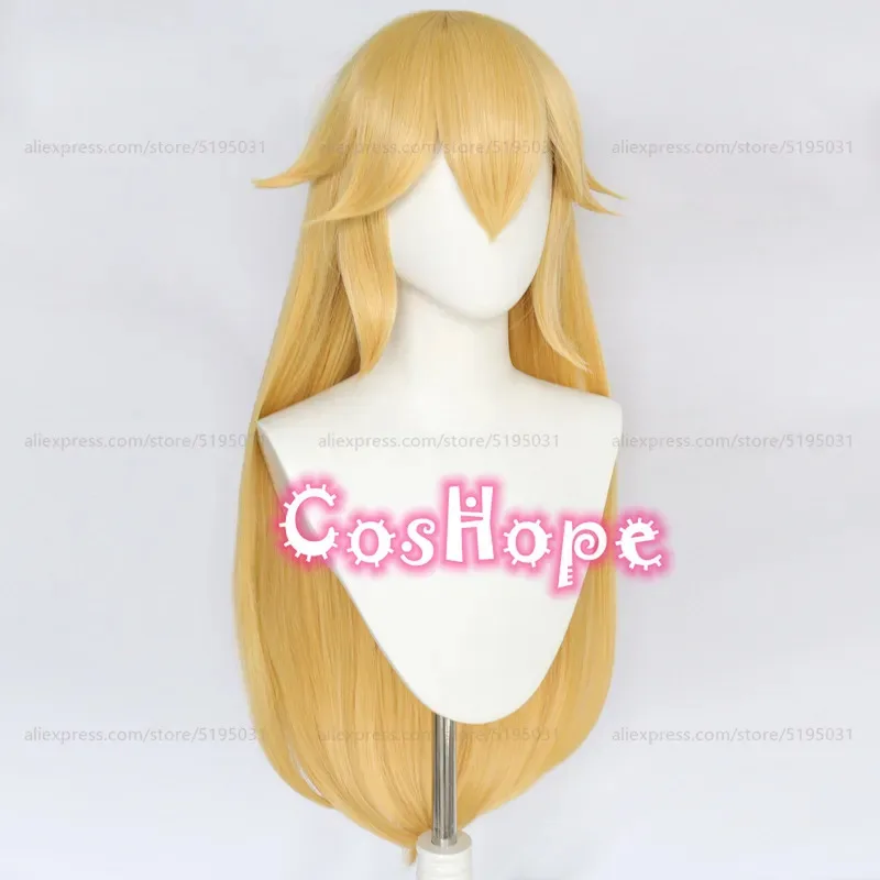 2025 Princesa Peach Mujeres Largo Recto Peluca Amarilla Dorada Anime Cosplay Pelucas Sintéticas Resistentes Al Calor