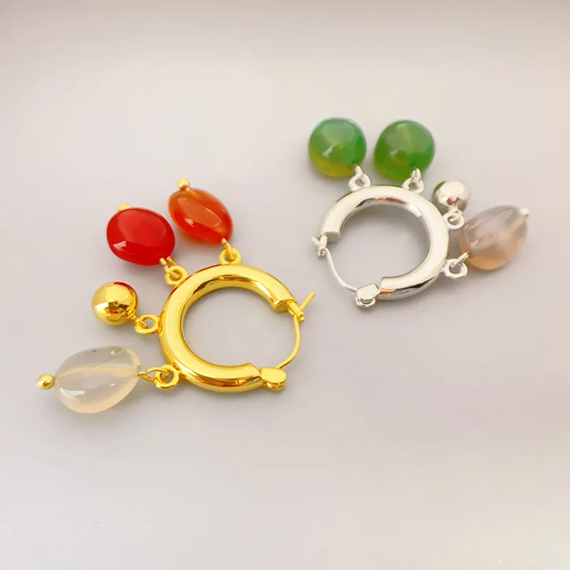 2026 السنة الجديدة الرجعية موضة الحجر الطبيعي العقيق شرابات قلادة شخصية ضوء الأقراط الفاخرة الراقية مزاجه الأطواق #3