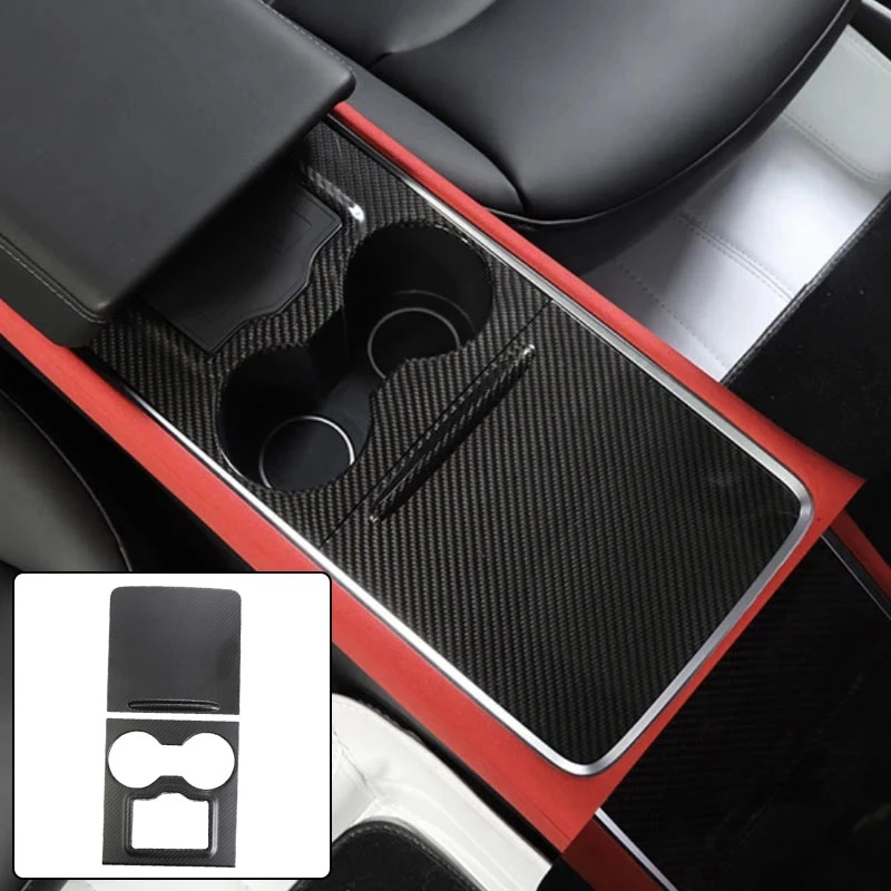 

Car Carbon Fiber Center Console Instrument Panel Protective Sticker Decoration Trim For Tesla Model 3 Y 2021