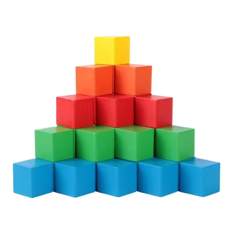 30/50/100 pezzi a forma di bambino giocattoli per l'apprendimento del colore cubi colorati blocchi di costruzione in legno impilabili giocattolo di legno quadrato per i bambini