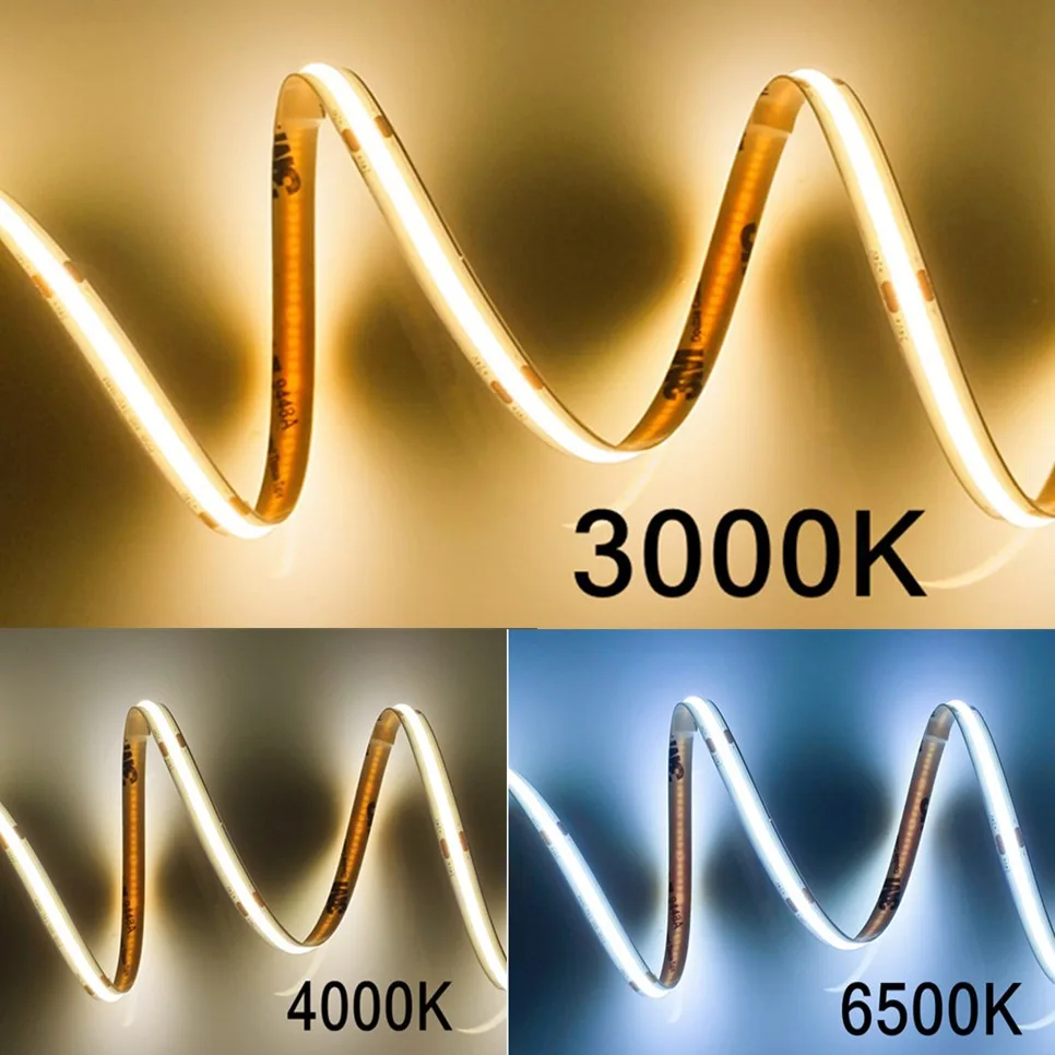 5MM COB LED Strip lampu DC 12V 24V 480LED/320LEDsM/kepadatan tinggi Linear Dimmable fleksibel COB pita lampu Bar 3000K 4000K 6000K