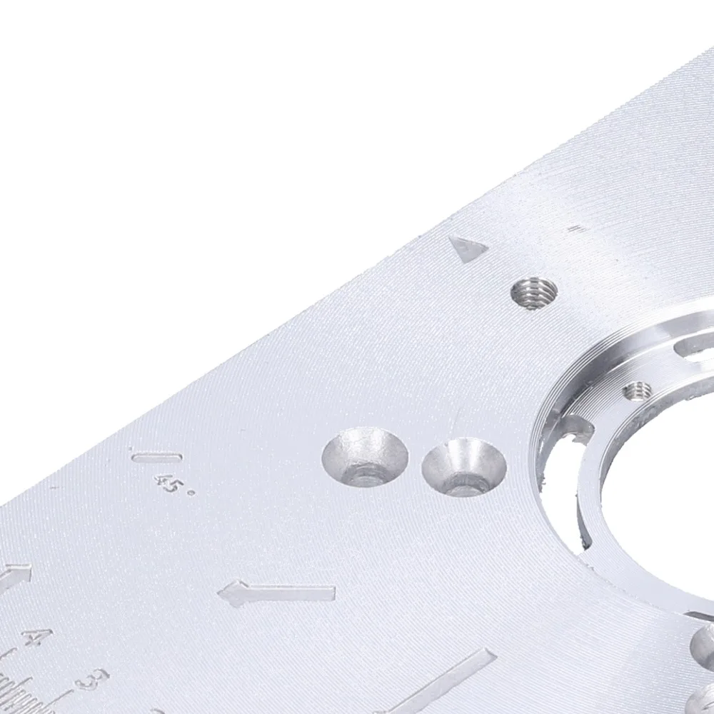 Precision Aluminum Router Table Insert Scale Markings Centering Hole Plate Precision Mounting Board Red Rings Silver