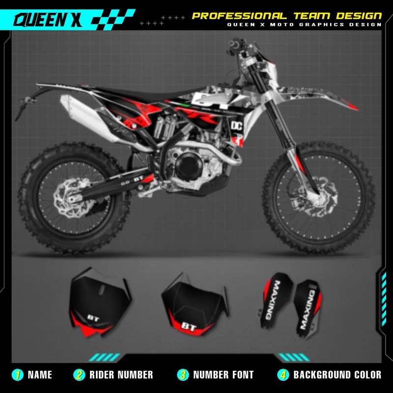 QUEEN X MOTO Motorcycle Team Graphics Decal & Sticker Kit For BETA RR 2020 2021 2022 300R  350 390 430 480 RR-S RX 004