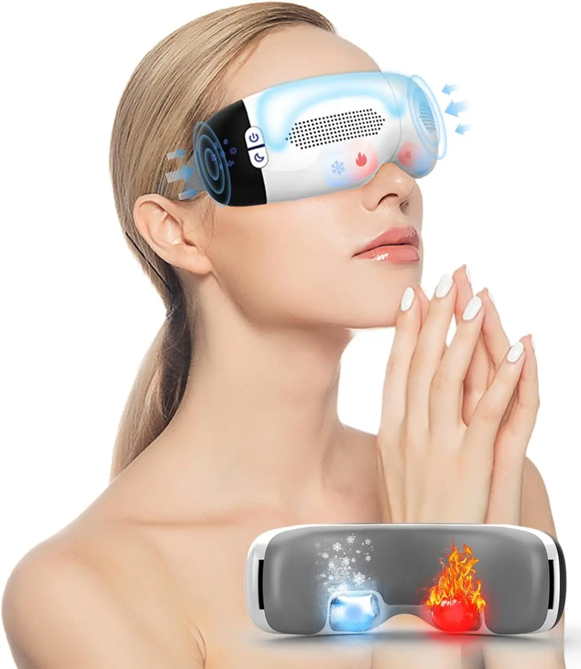 

Air Pressure Vibration Digital Eye Massager with Heat Cool Heat Compress Visible Eye Care Mask with Music