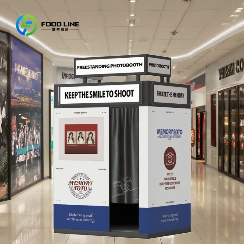 Customized Freestanding Arcade Photo Booth Vending Kiosk, Self Service Machine with Camera Printer Full Custom Logo Support
