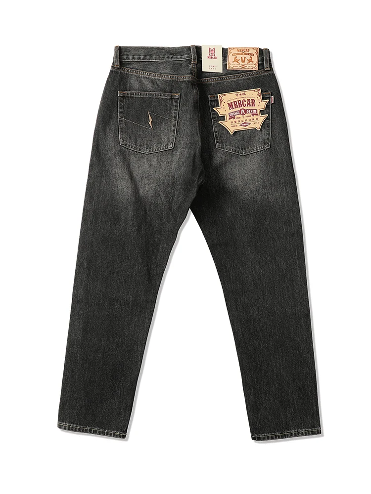 Calças Jeans Slim Fit Retro em Cinza Nebuloso do 703 MBBCAR, Jeans Casuais de Aodão ulares para Jovens