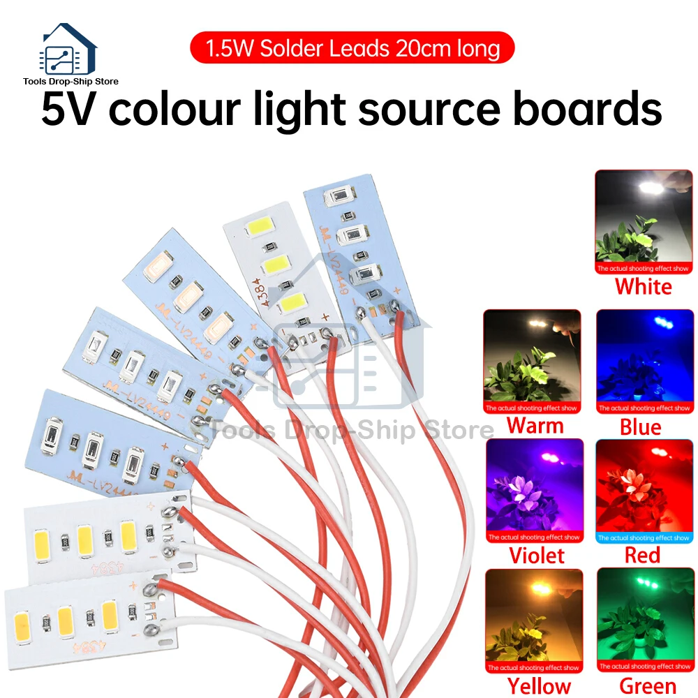 

5pcs High Brightness 1.5W 5V LED 5730 SMD Color Lamp Bead Light Board Bulb With Line Red Yellow Green Blue Warm White Light
