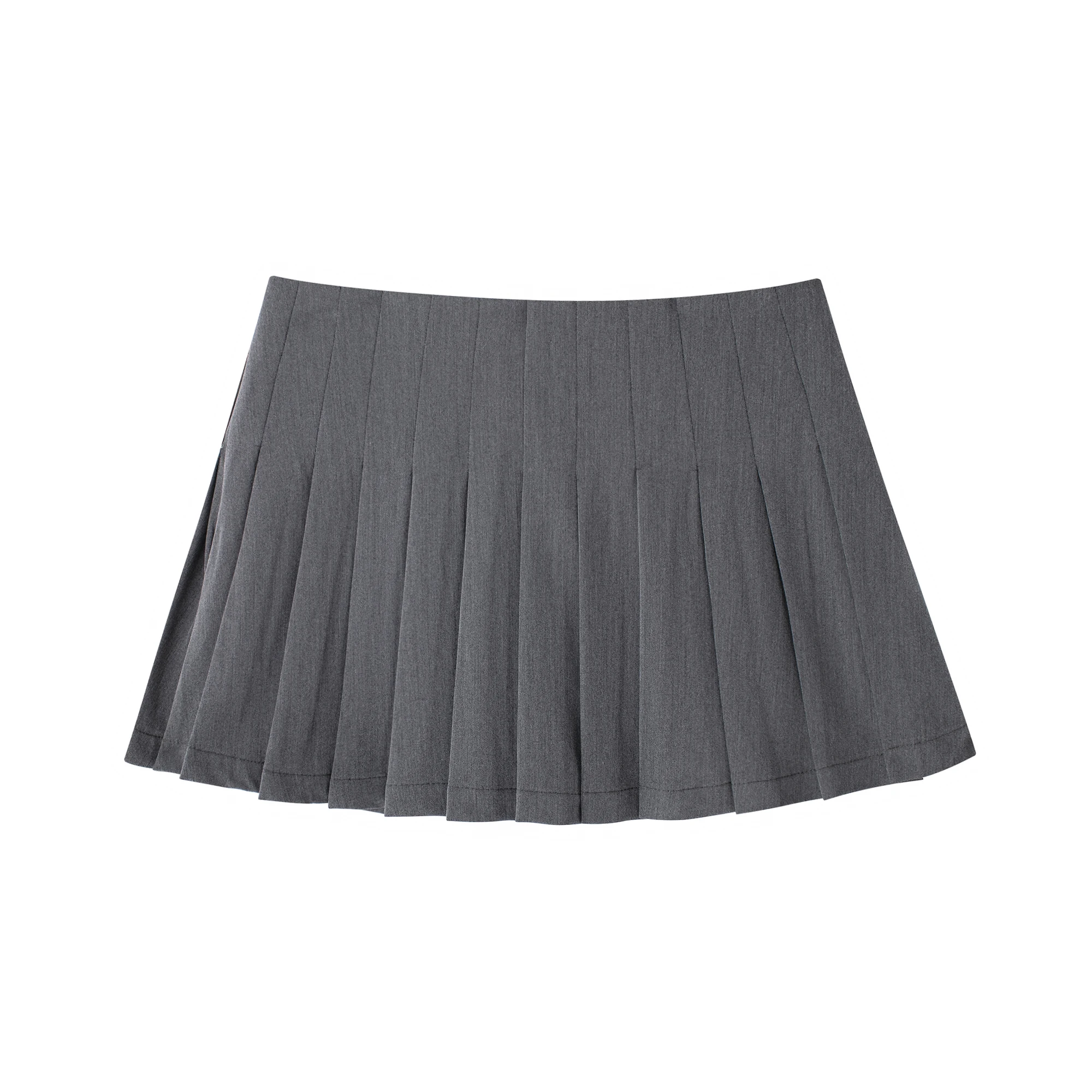 Willshela Women Fashion Y2K Solid Pleated Mini A-Line Skirt Mid Waist Female Chic Lady Casual Basic Skirt