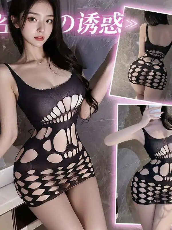 Siatkowa koronkowa sukienka z wycięciem na ramiączkach Seksowna obcisła sukienka uwodzicielska przezroczysta sukienka z siatki w kroku Eleganckie topy Seksowne G4NR