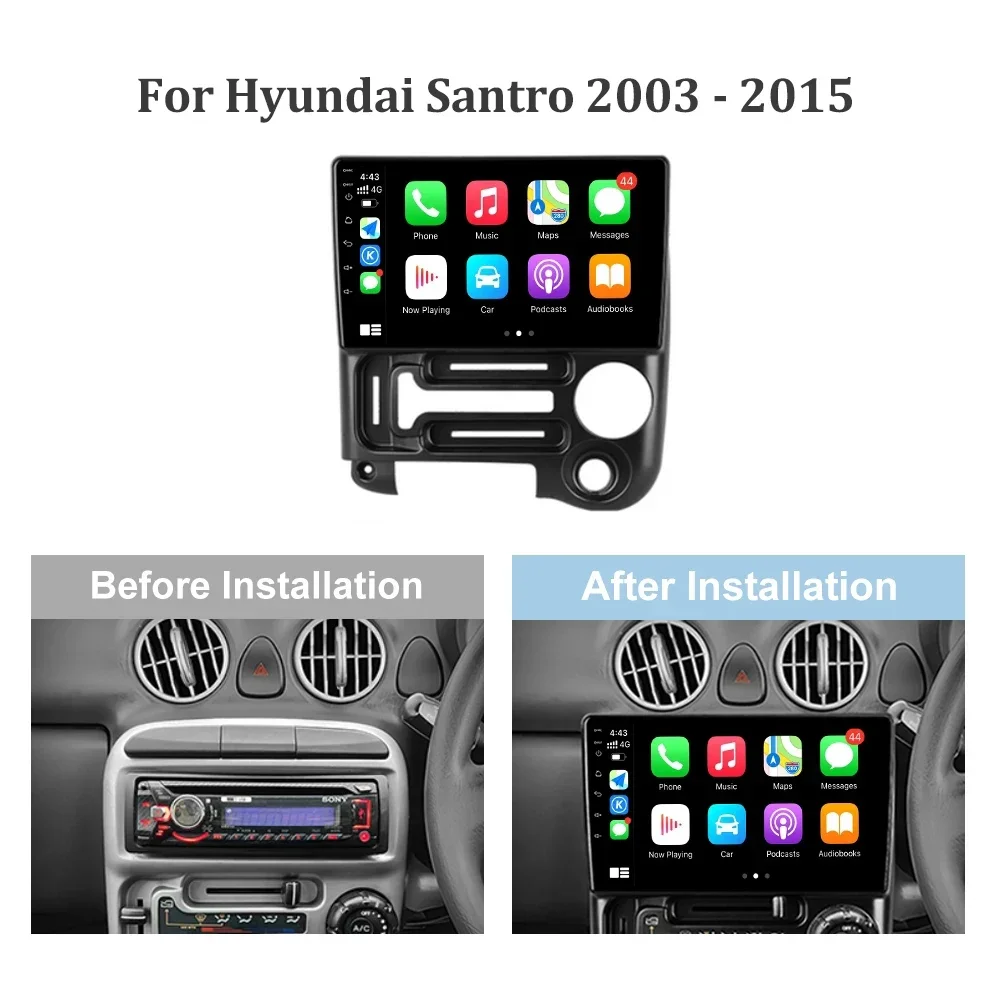 New Hyundai Santro 2003 - 2015 Car Android 14.0 Radio Stereo Multimedia Navigation Video Player GPS Wireless Carplay DSP 5G WIFI