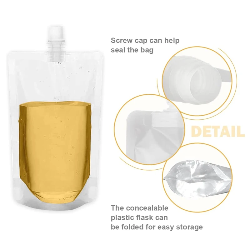 10PC Aluminum Foil /Clear Drink Pouches Packaging Bag With Nozzle Stand Up Sealed Suction Nozzle Bag Milk Tea Beverage Juice Bag