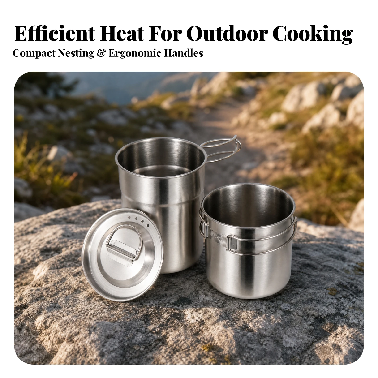 2 Pieces Foldable Camping Cup Compact Camping Cup with Lid Heat Retaining Lightweight for Campers, Hiking, Travel