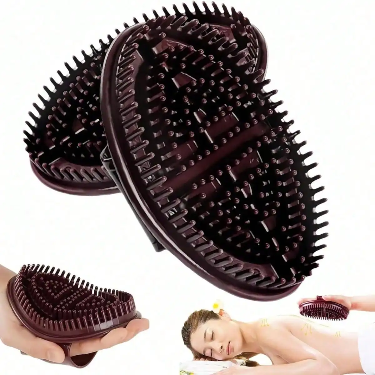 

Professional Acupressure Relax Comb 2Pcs, Deep Tissue Body & Scalp Dual Massage Brush For Daily Spa Care