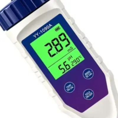 Rechargeable 5-in-1 Water Quality Pen for pH Conductivity Salt Temperature Measurement with Calibration Solutions