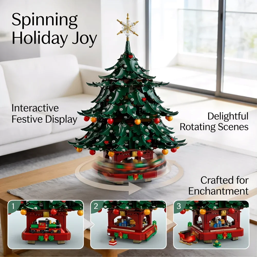 2026 Fresh Launch 3171PCS Christmas Tree Building Bricks DIY Model  Household Decor Xmas Birthday Presents Christmas Toys gifts