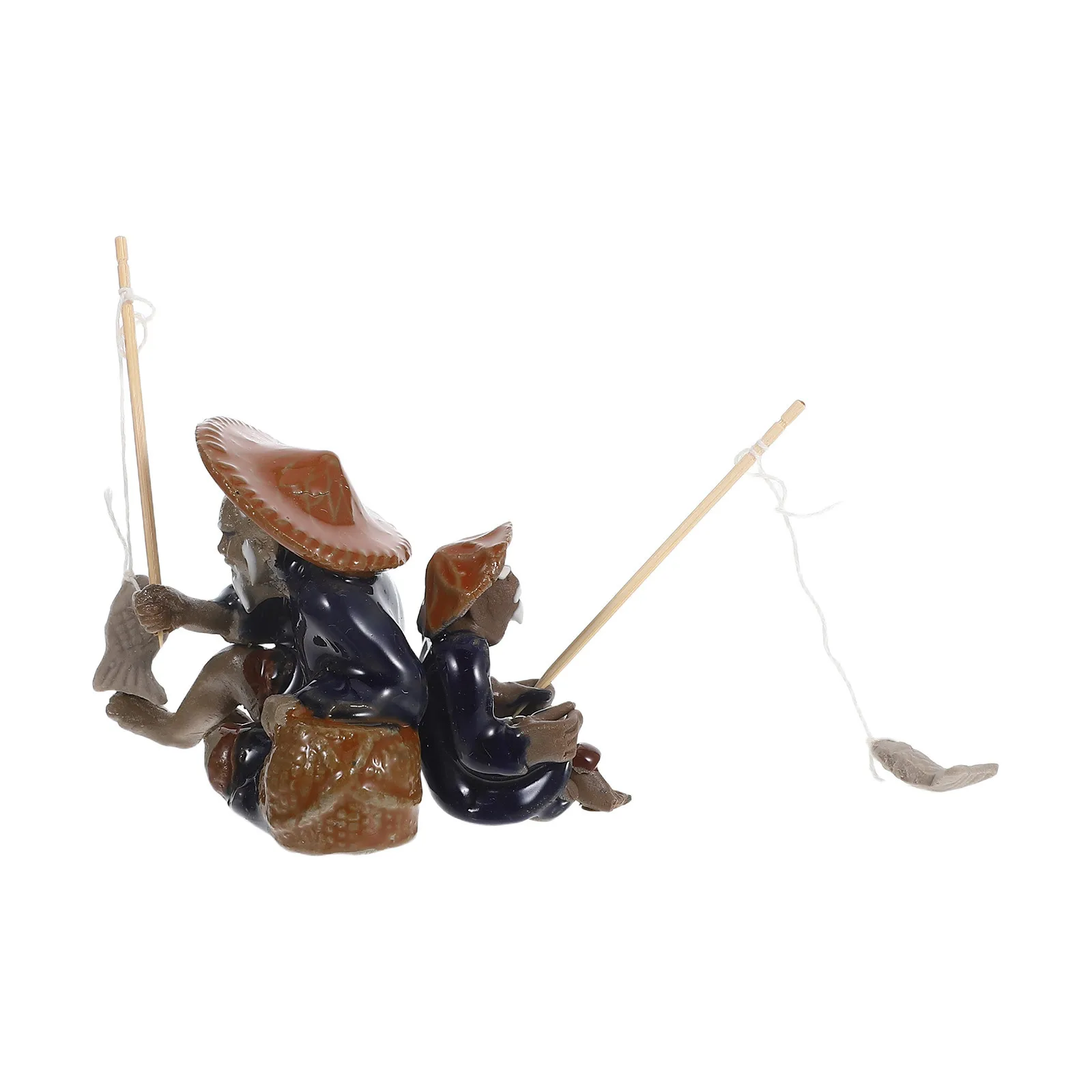 

2 Pcs Miniature Ceramic Statue Bonsai Landscape Ornament Micro Zen Garden Decor Sitting Figurine
