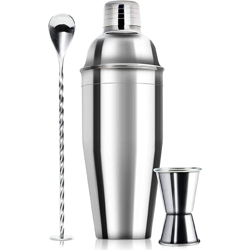 24Oz Professional Beverage Mixer Bar Set - Professional Alcoholic Drinks Shaker And Gage & Mixing Spoon Set