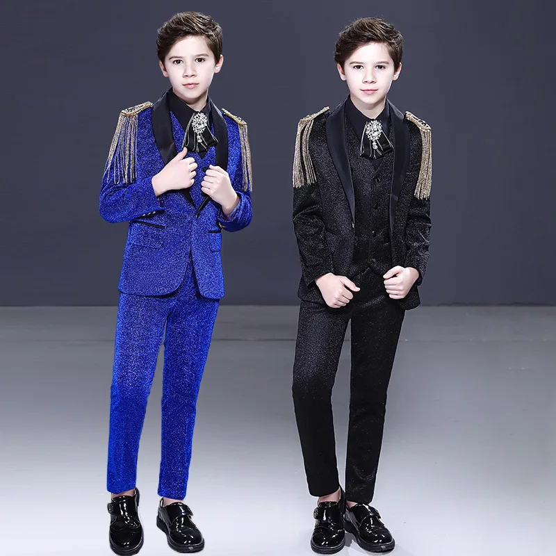 

Детские блестящие костюмы JUCPKID для мальчиков 4-12 лет, нарядные костюмы для маленьких ведущих, костюмы для выступлений на подиуме, одежда для выступлений на фортепиано