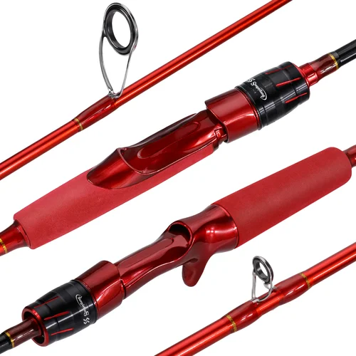 Imagen 2 del producto Caña de pescar giratoria Sougayilang, caña de pescar de carbono de 1,8 m y 2,1 m, caña de pescar Baitcasting, mango de Eva de 2 secciones, caña de señuelo, lubina, pescado de agua dulce