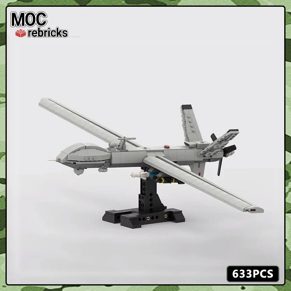 MOC Military  Series MQ-9 Reaper UAV Miniaircraft Combat Weapon Model Suit Building Block DIY Children's Toy Holiday Gift