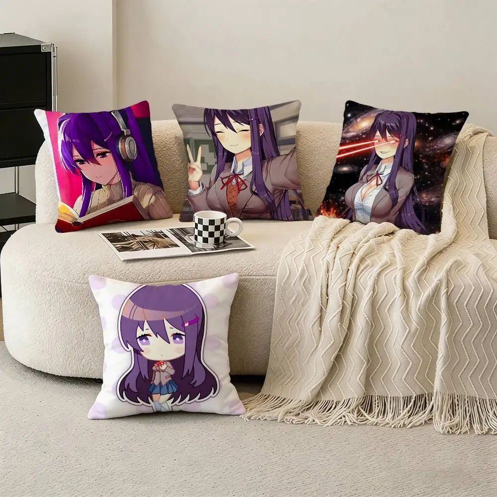 

D-DDLC Girl Y-Yuri Pillow Case Pattern Printed Pillowcase For Living Room Sofa Cushion Cover