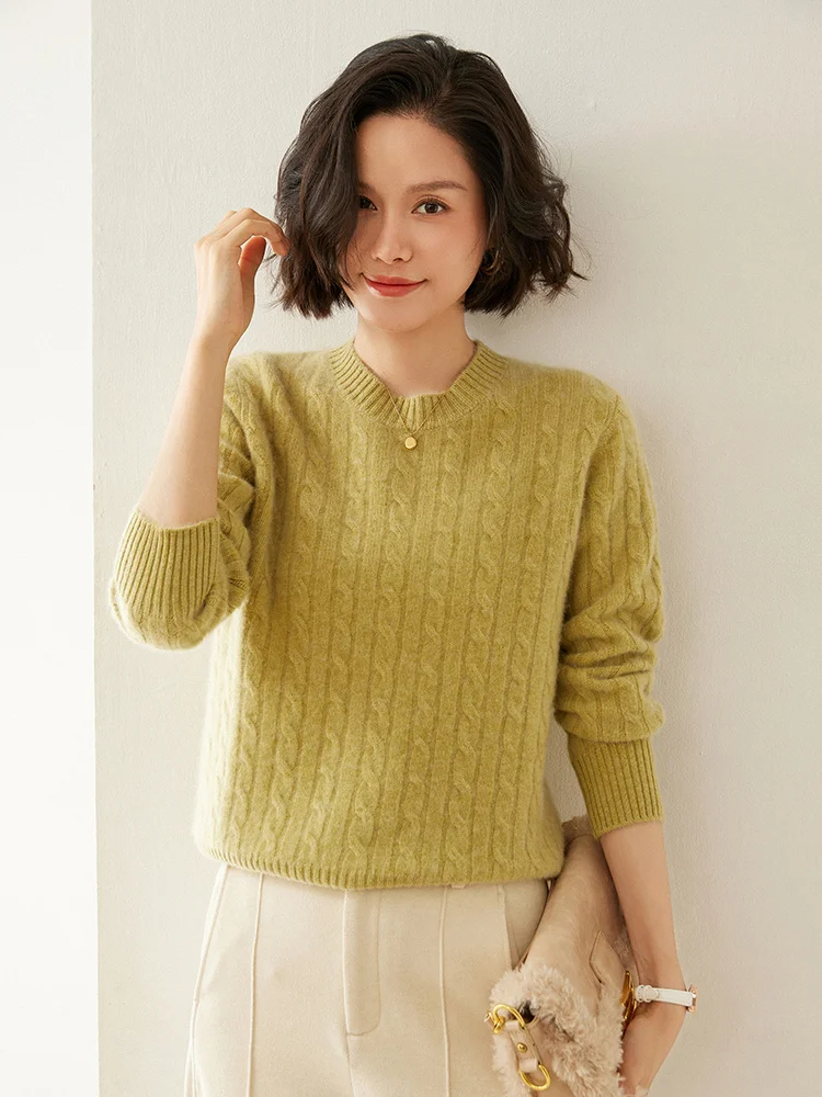 Choice Women Cashmere Sweater O-Neck Long Sleeve Pullover Autumn Winter 100% Cashmere Knitwear Thick Soft Simple Style Tops