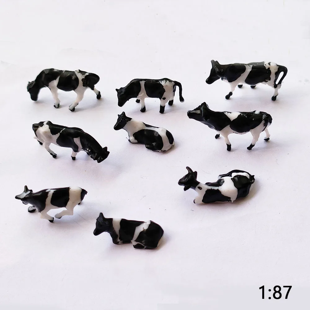 Scale 1:87 1:150 Miniature Horse/Cow Animals Model For Farm Building Sand Table Scene Layout Materials Diorama Kits 10Pcs