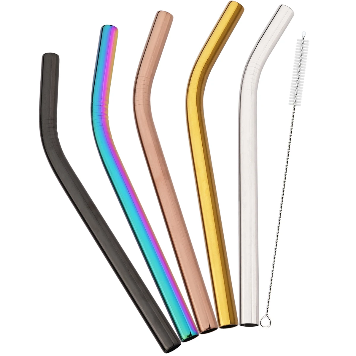 5 stücke Fruchtsaft Milchshake Cocktail Blase Tee Trinkhalm Colofrul Breite 12mm Edelstahl Gebogen Stroh Set Bar zubehör