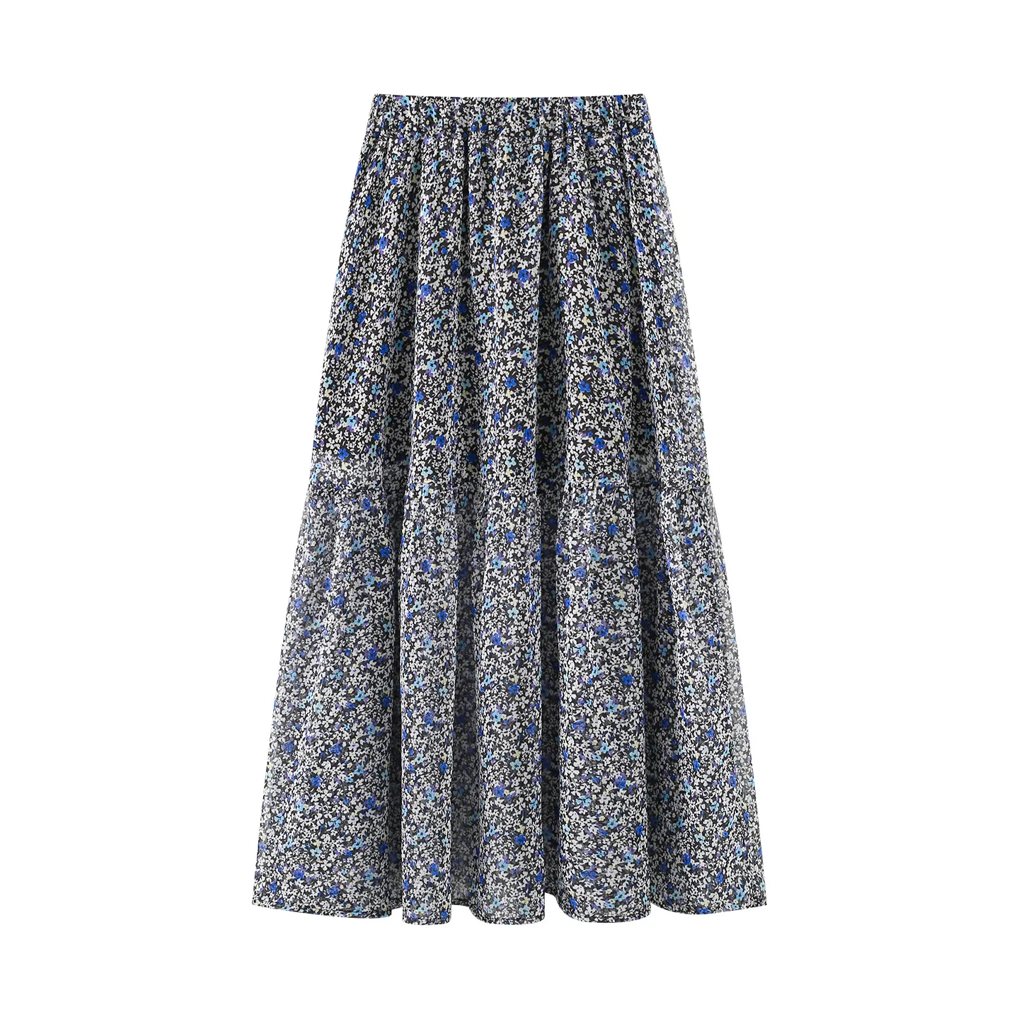 Maxdutti Floral Print Midi Dress 2026 Summer New Casual Soft Style Resort Farmhouse Flared Maxi Skirt